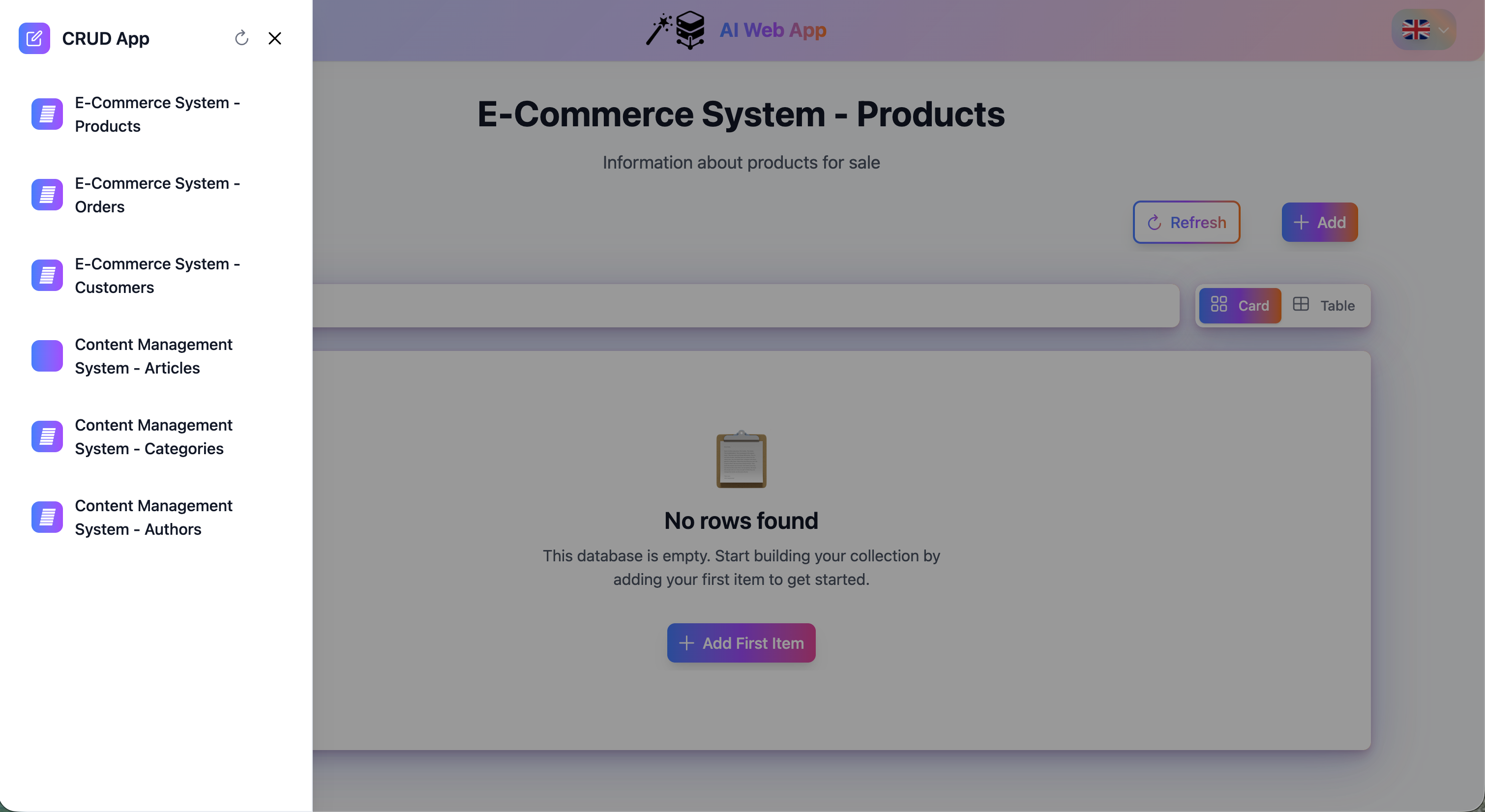 AI Generated Dashboard Interface