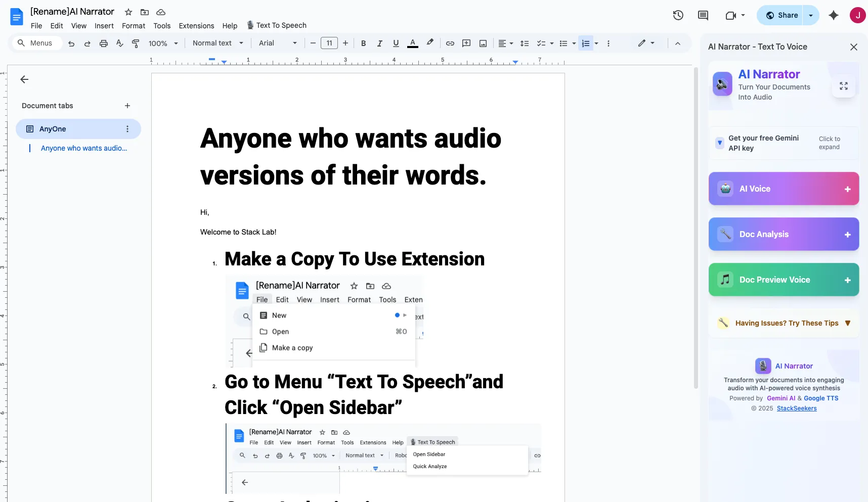 AI Narrator Application Screenshot