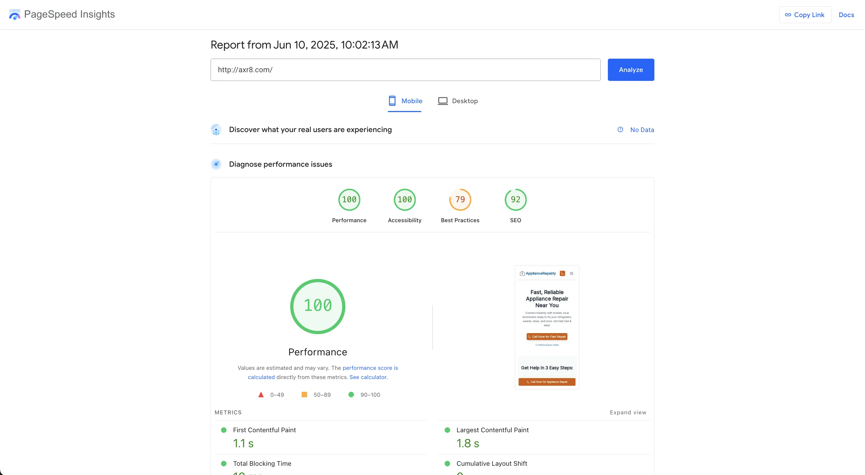 Mobile performance image