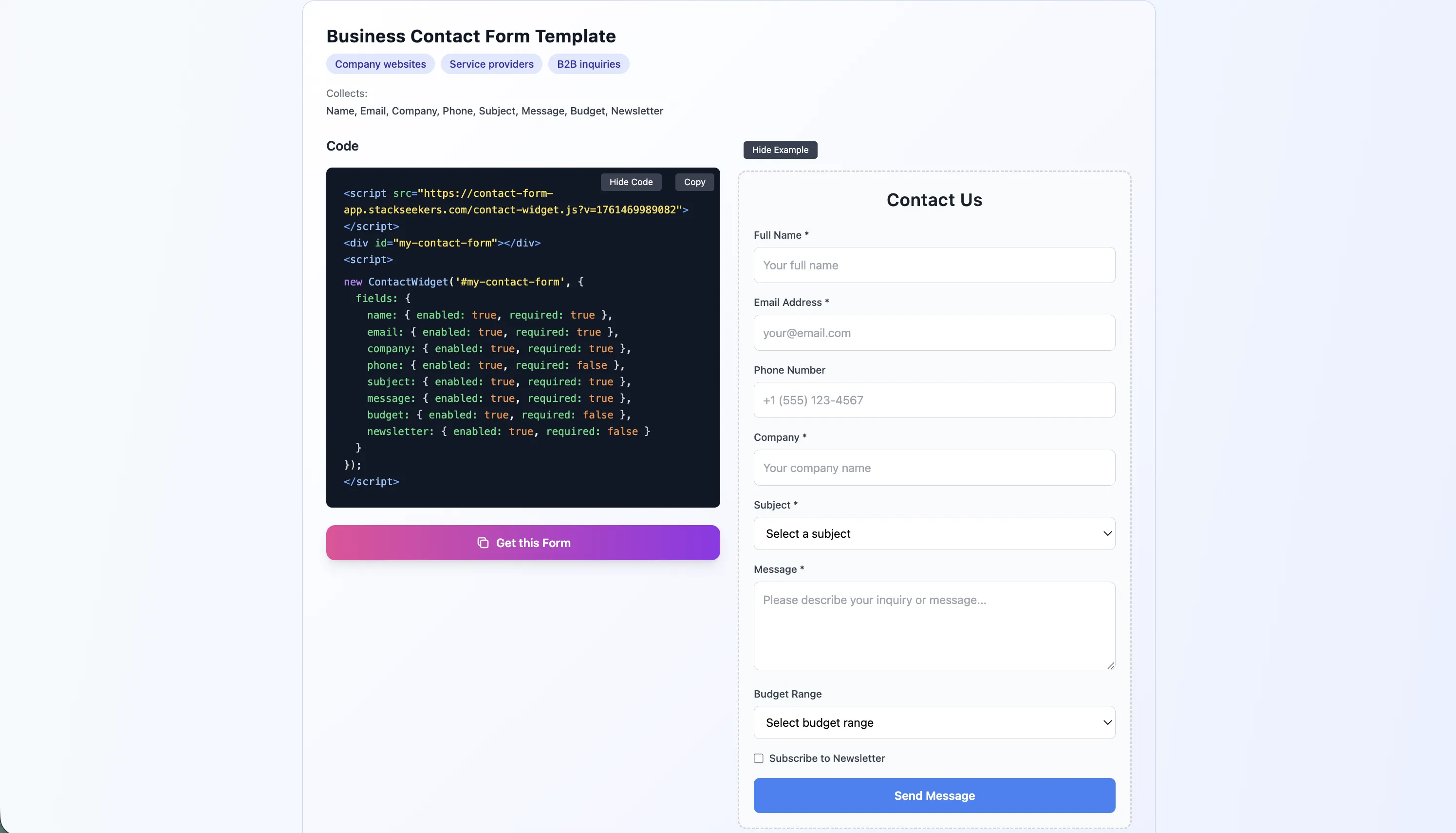Contact Form Plugin - Business Contact Form
