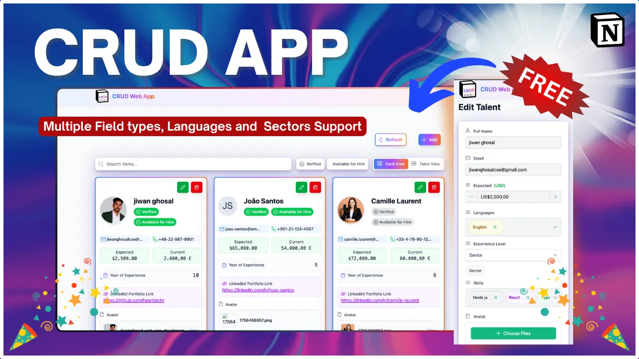 CRUD App Free Interface