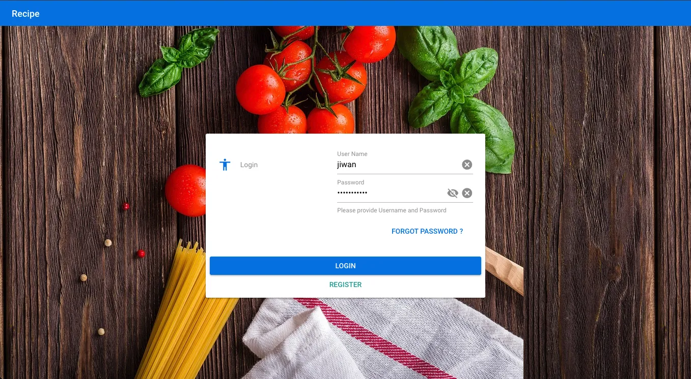 Recipes - Login page | Recipes