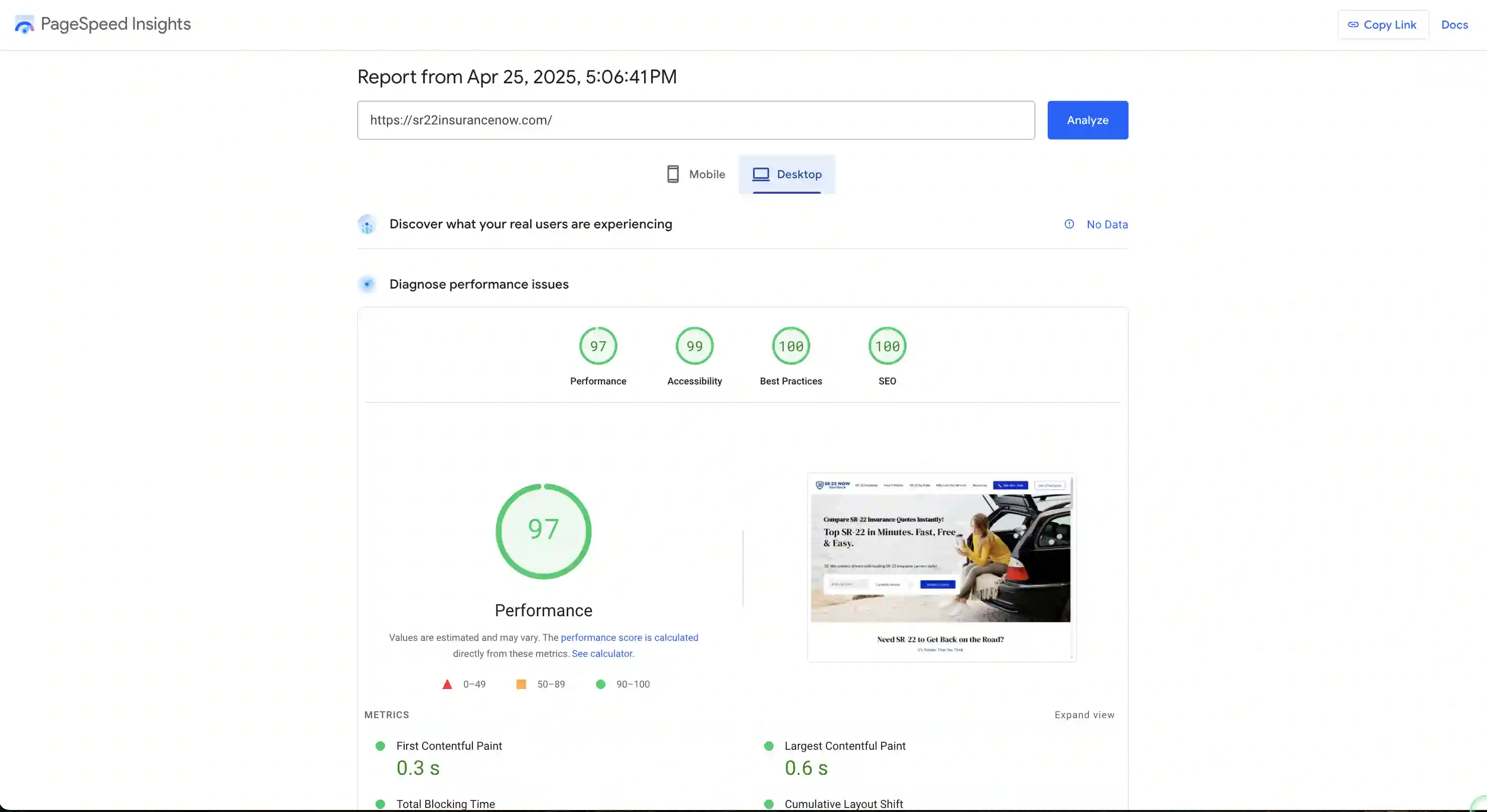 Desktop web performance