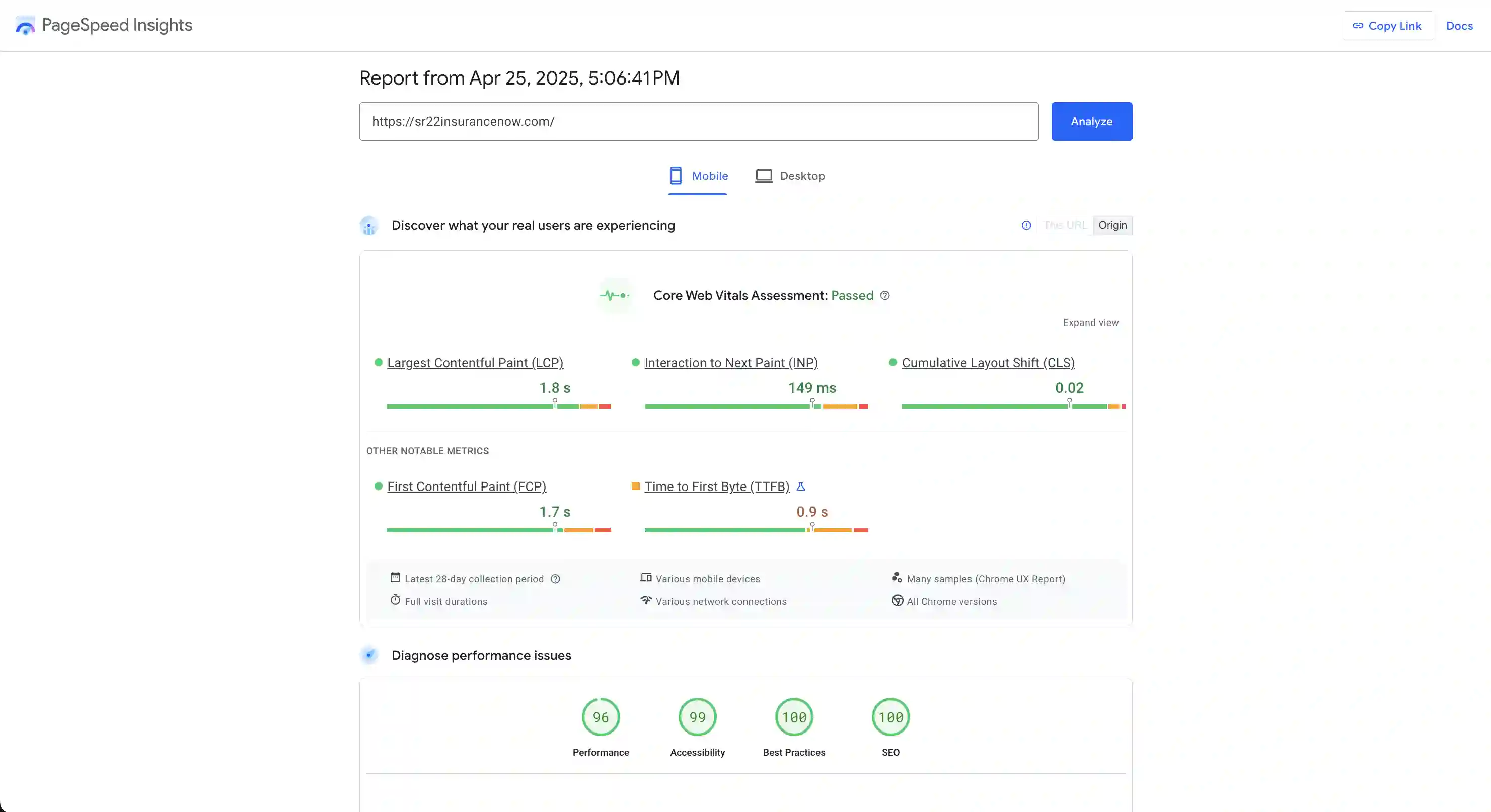 Mobile web performance