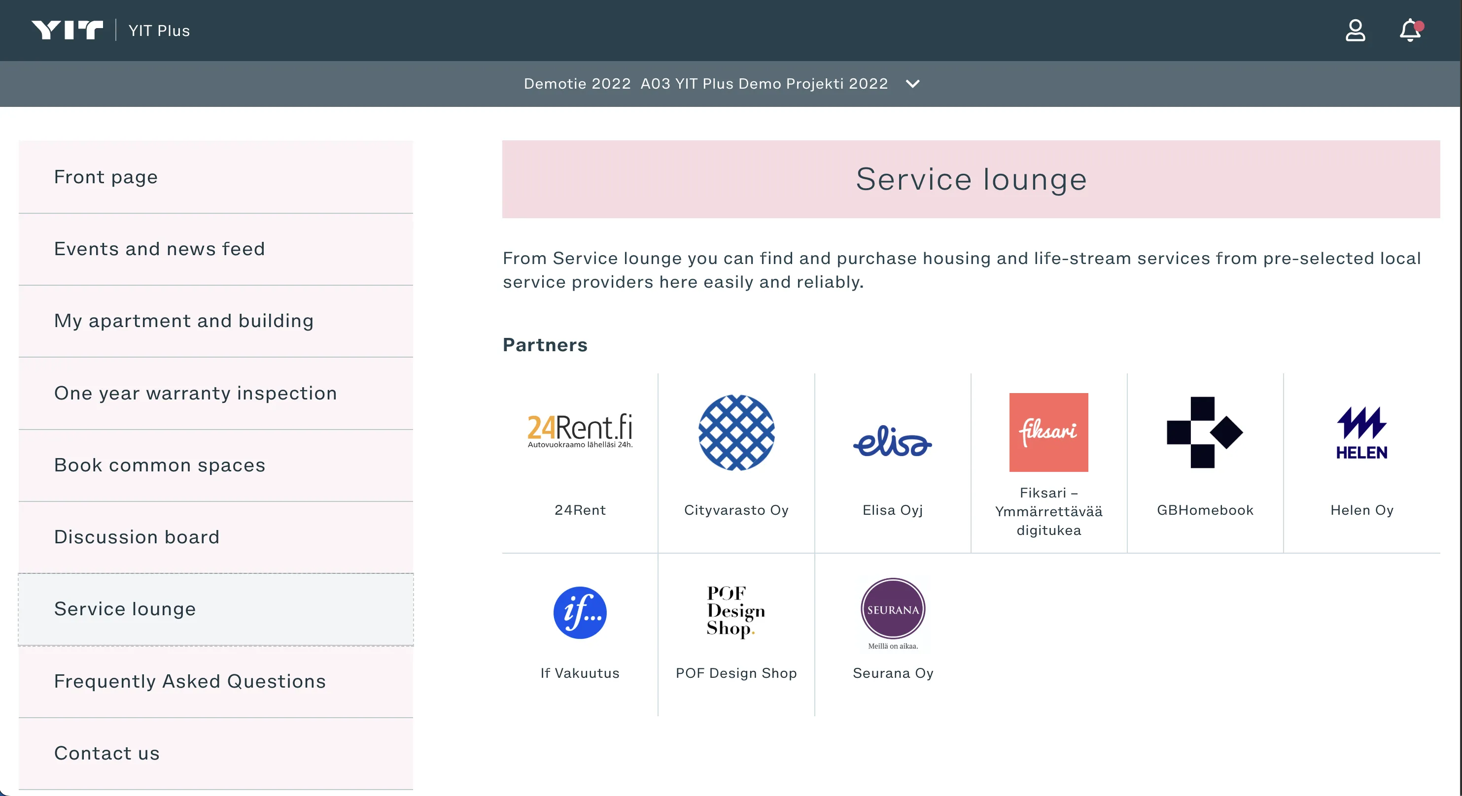 Yit plus - Service lounge page | Yit plus